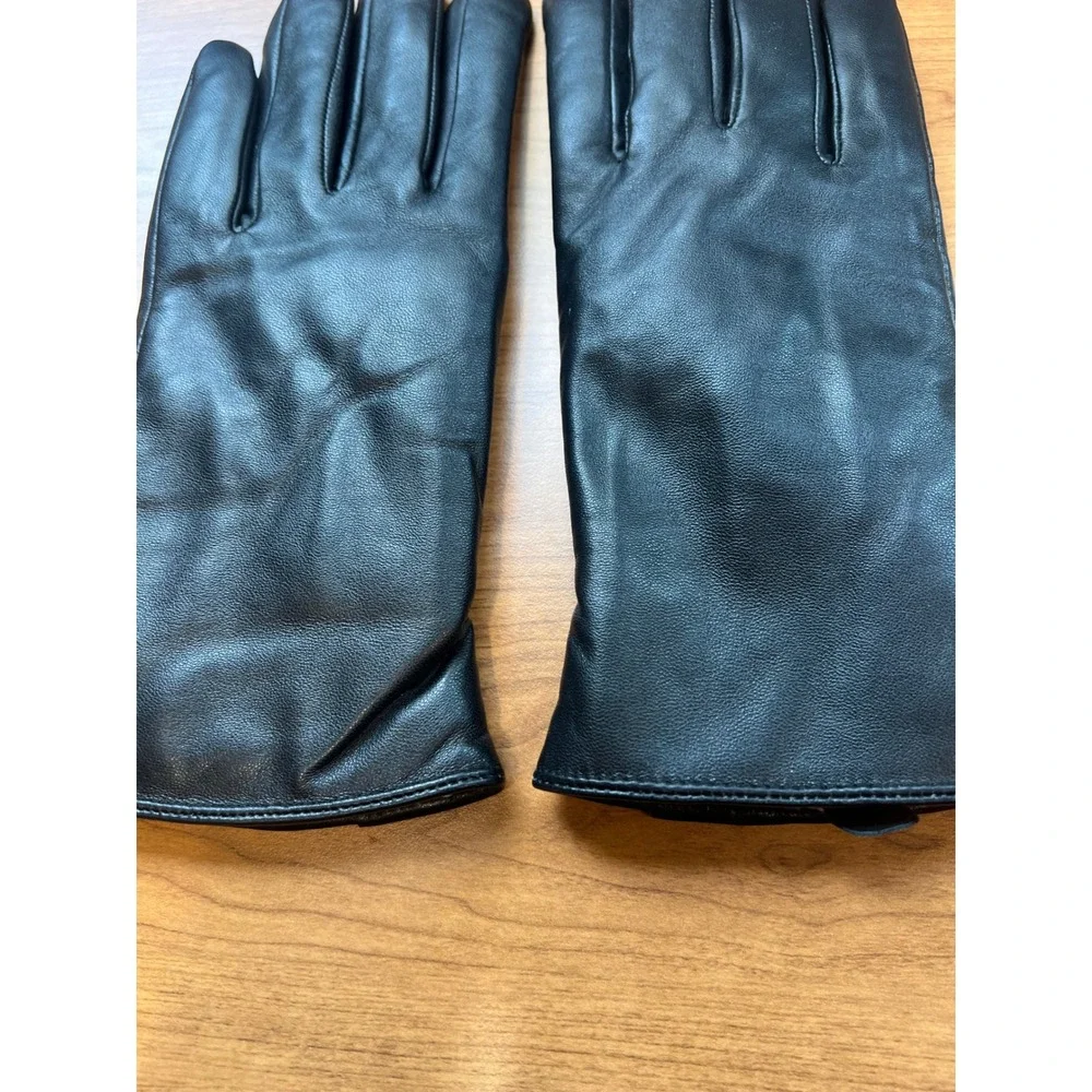 Women's Black Genuine Leather Gloves XL Fleece Lining Touch Screen XL Sheepskin